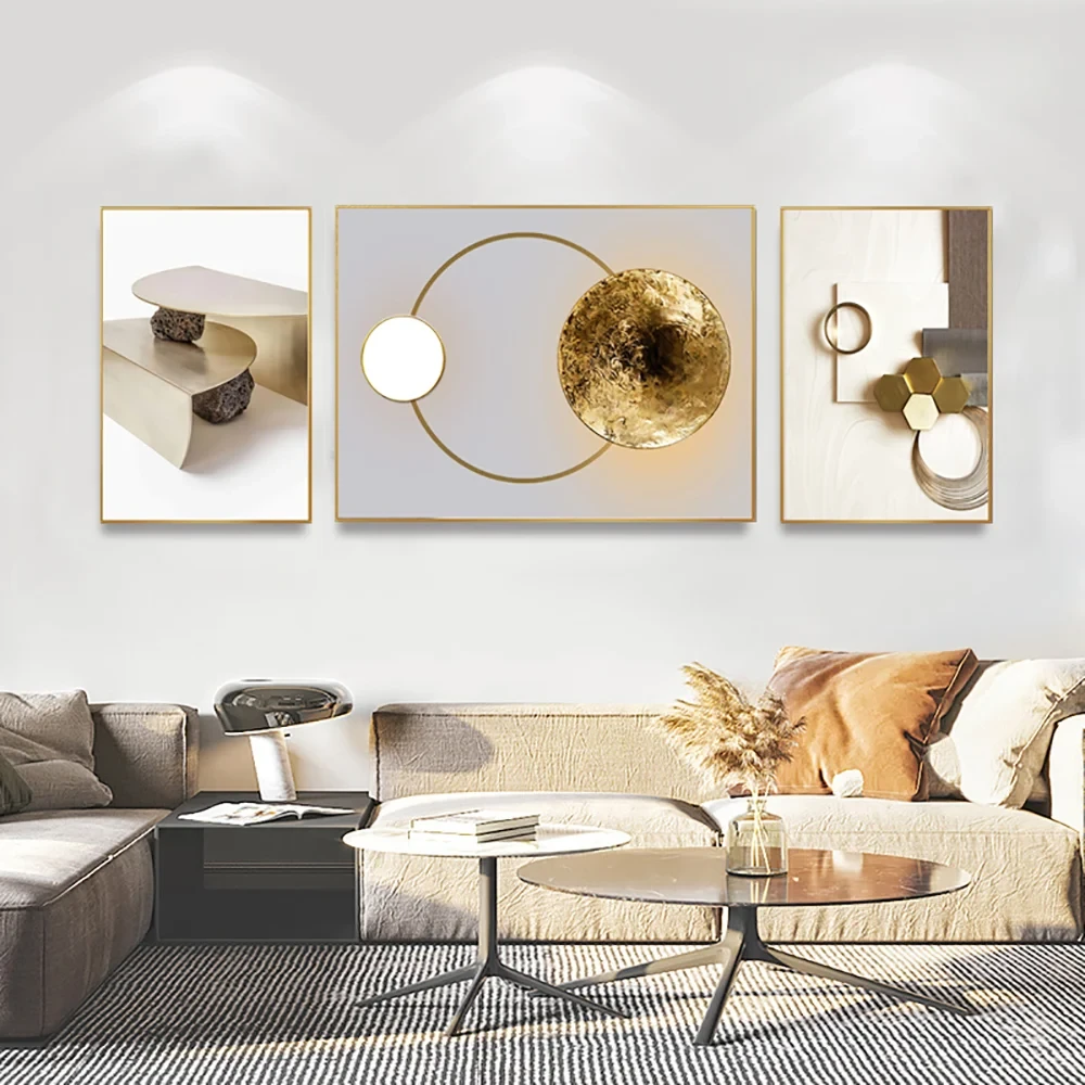 3 Parça Modern Geometrik Soyut Duvar Dekoru Seti